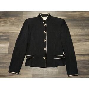 St. John Collection Santana Knit Jacket Gold Button Size 4 Wool
